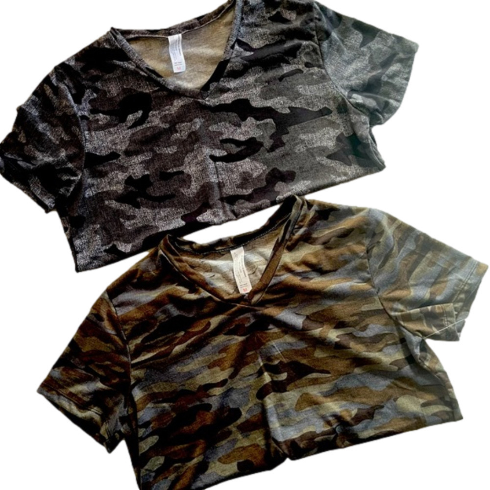 Camouflage V-neck tops. set of 2. Size medium. New without tags.